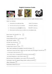English worksheet: English Literature Book Survey
