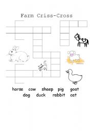 English Worksheet: Farm Criss Cross