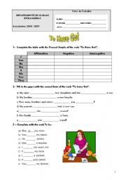 English Worksheet: To have got