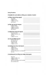 English worksheet: Numbers