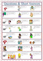 English Worksheet: Questions & Short Answers (to be)