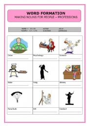 English Worksheet: Word formation - Nouns for people/professions 
