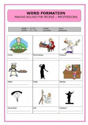 English worksheet: Word formation - Nouns for people/professions 