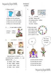 English Worksheet: General Revision test for 4th class