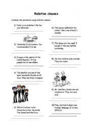English Worksheet: Non-defining and defining relative clauses