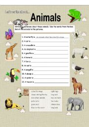 Lets Write about Animals