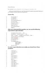 English Worksheet: giving direction