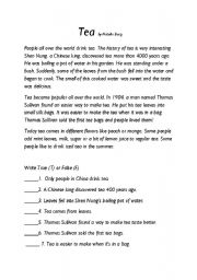 English Worksheet: Tea