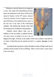 English Worksheet: pollution