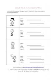 English Worksheet: snoopy friends characters maker (part 2 of 3)