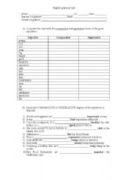 English Worksheet: ADJECTIVE DEGREES