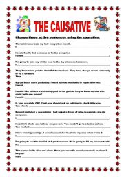 English Worksheet: The causative - rewrite the active sentences using the causative