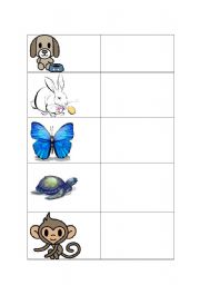 English worksheet: Animals description