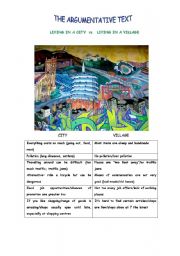 English Worksheet: Living in a city vs living in a village