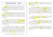 English Worksheet: Reading Robinson Crusoe part3 Grammar past tense practice