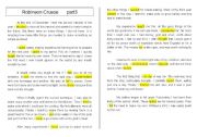 English Worksheet: Reading Robinson Crusoe part3 Grammar past tense practice