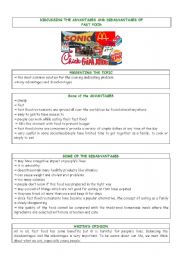 English Worksheet: Writing - Advantages and disadvantages of fast food