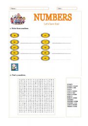 English worksheet: numbers,numbers