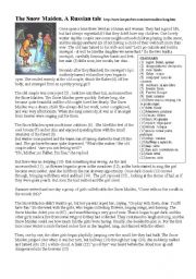 English Worksheet: The Snow Maiden