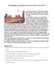 English Worksheet: Juan in London