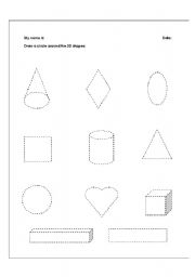 English Worksheet: comparing 2D and 3D shapes