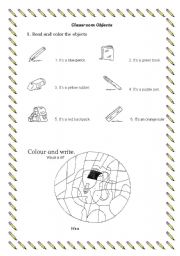 English Worksheet: Classroom Objects