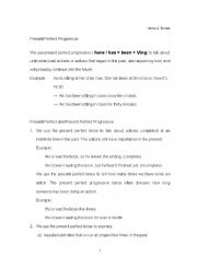 English worksheet: Present Perfect Progressive