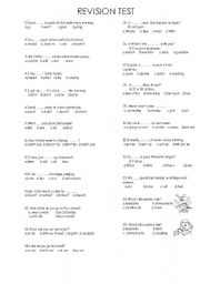 English Worksheet: Multiple choice GRAMMAR REVISION TEST 1 (2 pages)