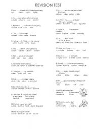 Multiple choice GRAMMAR REVISION TEST 1 (2 pages)