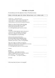 English worksheet: The Fear - Lilly Allen