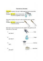 English worksheet: How much How many