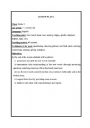 English Worksheet: Lesson Plan for Teaching Wild Animals