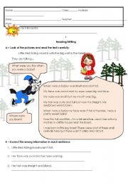 English Worksheet: Little Red Riding Hood - written test