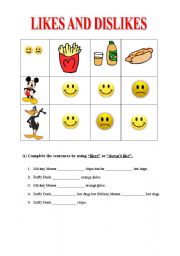 English Worksheet: likes-dislikes