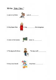 English worksheet: him-her (object pronouns)