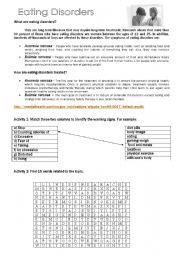 English Worksheet: Eating disorders