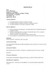 English Worksheet: lesson plan 