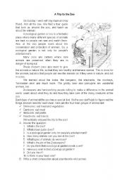 English Worksheet: at the zoo