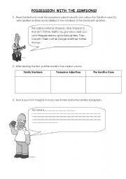English Worksheet: Possessives with The Simpsons