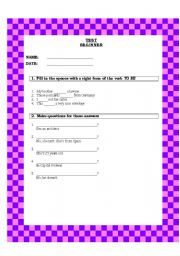 English worksheet: Beginer test