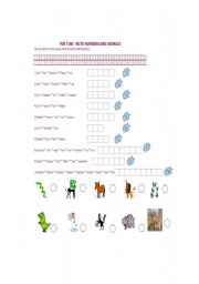 English worksheet: Fun time with numbers and animals