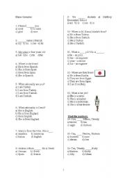 English worksheet: TEST FOR BEGINNERS