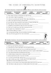 English Worksheet: adjectives of personality