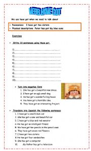 English Worksheet: Lets practice verb have got!!!