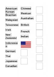 English worksheet: Nationalities - Where are you from? Conversation Game