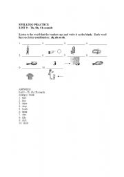 English worksheet: Spelling Practice List 9