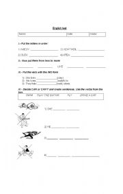 English Worksheet: test or worksheet about abilities, likes and dislikes