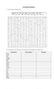 English worksheet:  irregular verbs