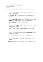 English Worksheet: gRAMMAR REVIEW THROUGH SONGS