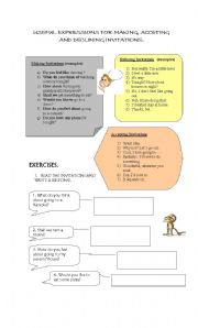 English Worksheet: MAKING INVITATIONS, ACCEPTING AND DECLINING